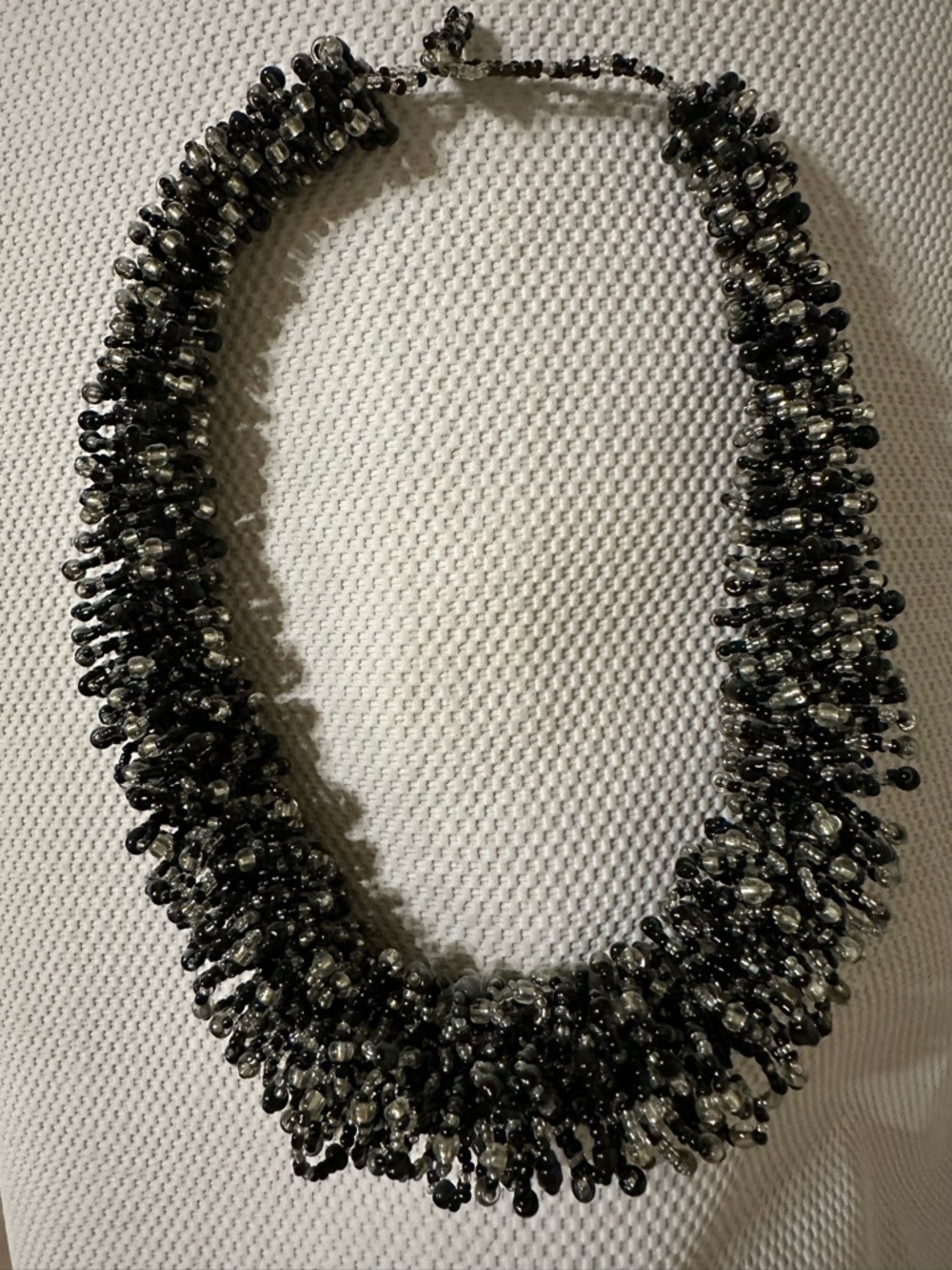 Black and Clear Beaded Statement Necklace - Women Jewelry